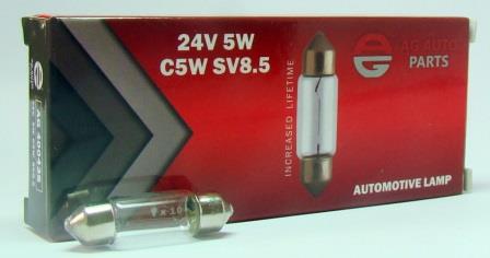 AG AUTOPARTS - AG 40043S - Лампа C5W 24V 5W SV8,5  INCREASED LIFETIME (36мм)